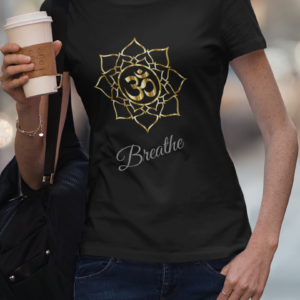 Women Round Neck Black Yoga Tshirt