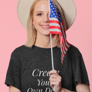 Create Your Own Black Charcoal Melange Girls T-Shirt Design