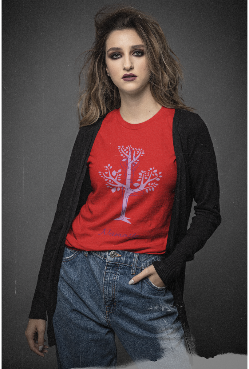 Women Round Neck Red Yoga Tshirt Women Round Neck Red Yoga Tshirt