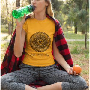 Women Round Neck Yellow Yoga Tshirt