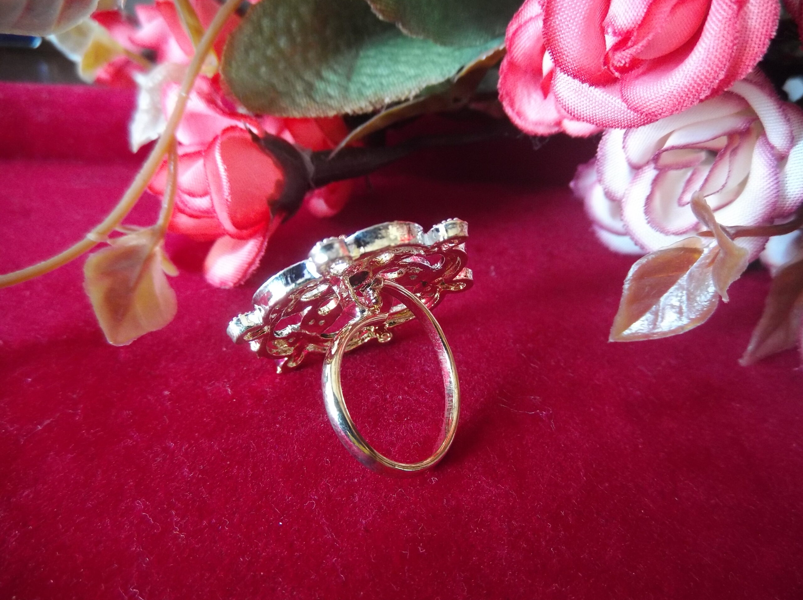 Black Stone Flower Design AD Ring1b Black Stone Flower Design AD Ring