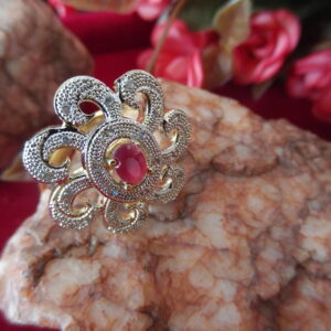 American Diamond Ruby Ladies Ring